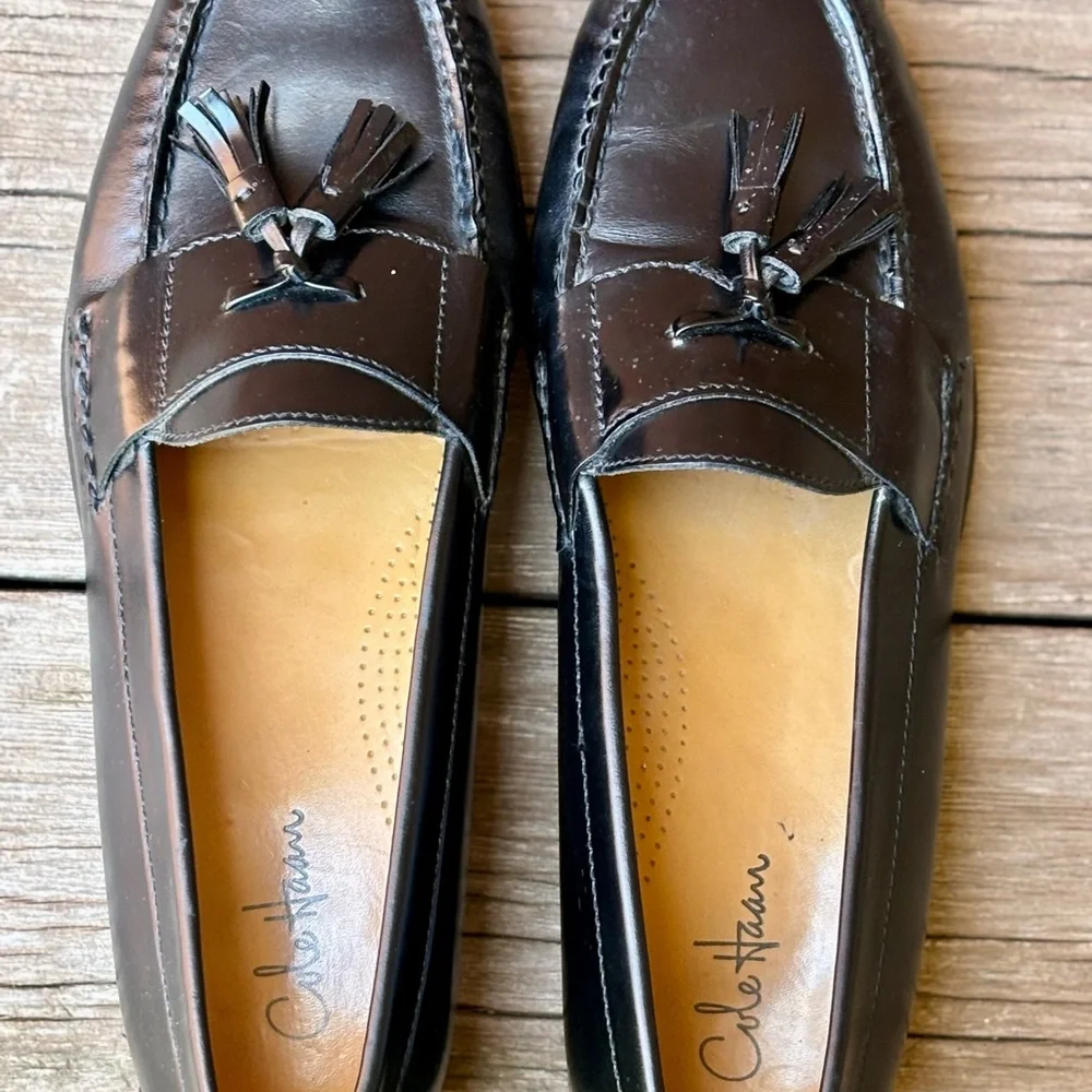 Cole Haan Mens Tassel Comfort Leather Black Loafers Shoes 10.5D - Picture 2 of 8
